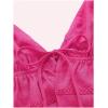 imageOYOANGLE Womens Spaghetti Strap Deep V Neck Crop Cami Tops Tie Front Sleeveless Peplum TopHot Pink