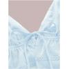 imageOYOANGLE Womens Spaghetti Strap Deep V Neck Crop Cami Tops Tie Front Sleeveless Peplum TopLight Blue