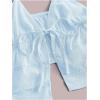 imageOYOANGLE Womens Spaghetti Strap Deep V Neck Crop Cami Tops Tie Front Sleeveless Peplum TopLight Blue