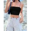 imageOYOANGLE Womens Spaghetti Strap Sleeveless Cami Tops Solid Basic Slim Fit Crop CamisolesBlack