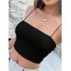 imageOYOANGLE Womens Spaghetti Strap Sleeveless Cami Tops Solid Basic Slim Fit Crop CamisolesBlack