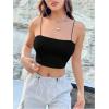 imageOYOANGLE Womens Spaghetti Strap Sleeveless Cami Tops Solid Basic Slim Fit Crop CamisolesBlack