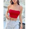 imageOYOANGLE Womens Spaghetti Strap Sleeveless Cami Tops Solid Basic Slim Fit Crop CamisolesRed