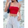 imageOYOANGLE Womens Spaghetti Strap Sleeveless Cami Tops Solid Basic Slim Fit Crop CamisolesRed