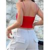 imageOYOANGLE Womens Spaghetti Strap Sleeveless Cami Tops Solid Basic Slim Fit Crop CamisolesRed