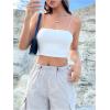imageOYOANGLE Womens Spaghetti Strap Sleeveless Cami Tops Solid Basic Slim Fit Crop CamisolesWhite