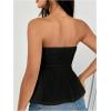 imageOYOANGLE Womens Strapless Tube Tops Sleeveless Eyelet Embroidery Ruffle Hem Peplum Bandeau TopsBlack