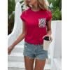 imageOYOANGLE Womens Summer Casual Funny Tee Cute Top Sequin Pocket Front Short Sleeve TShirtBurgundy