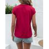 imageOYOANGLE Womens Summer Casual Funny Tee Cute Top Sequin Pocket Front Short Sleeve TShirtBurgundy