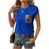 imageOYOANGLE Womens Summer Casual Funny Tee Cute Top Sequin Pocket Front Short Sleeve TShirtRoyal Blue