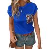 imageOYOANGLE Womens Summer Casual Funny Tee Cute Top Sequin Pocket Front Short Sleeve TShirtRoyal Blue