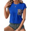 imageOYOANGLE Womens Summer Casual Funny Tee Cute Top Sequin Pocket Front Short Sleeve TShirtRoyal Blue