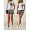 imageOYOANGLE Womens Summer Casual Funny Tee Cute Top Sequin Pocket Front Short Sleeve TShirtWhite