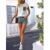 imageOYOANGLE Womens Summer Casual Funny Tee Cute Top Sequin Pocket Front Short Sleeve TShirtWhite