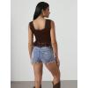 imageOYOANGLE Womens Summer Casual Tie Front Top Sleeveless V Neck Lace Trim Going Out Crop BlouseBrown