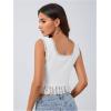 imageOYOANGLE Womens Summer Casual Tie Front Top Sleeveless V Neck Lace Trim Going Out Crop BlouseWhite