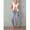 imageOYOANGLE Womens Summer Casual Tie Front Top Sleeveless V Neck Lace Trim Going Out Crop BlouseWhite