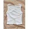imageOYOANGLE Womens Textured Split Hem Bow Tank Top Crew Neck Sleeveless Elegant Vest TopsWhite