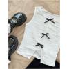 imageOYOANGLE Womens Textured Split Hem Bow Tank Top Crew Neck Sleeveless Elegant Vest TopsWhite