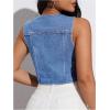 imageOYOANGLE Womens Tie Front Crop Denim Vest Y2K Sleeveless Jean Tank Tops StreetwearDenim Blue