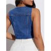 imageOYOANGLE Womens Tie Front Crop Denim Vest Y2K Sleeveless Jean Tank Tops StreetwearMedium Wash
