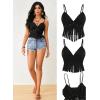 imageOYOANGLE Womens Y2K Fringe Sleeveless Spaghetti Strap Faux Suede Vintage Hippie Crop Top BlouseBlack