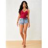 imageOYOANGLE Womens Y2K Fringe Sleeveless Spaghetti Strap Faux Suede Vintage Hippie Crop Top BlouseRed
