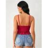 imageOYOANGLE Womens Y2K Fringe Sleeveless Spaghetti Strap Faux Suede Vintage Hippie Crop Top BlouseRed