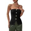 imageOYOANGLE Summer Going Out Tops for Women 2025 Button Front Sleeveless Strapless Tube TopBlack Solid