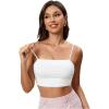 imageOYOANGLE Womens Basic Solid Spaghetti Strap Slim Fit Tube Crop Cami Tank TopBright White