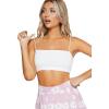 imageOYOANGLE Womens Basic Solid Spaghetti Strap Slim Fit Tube Crop Cami Tank TopWhite