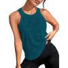 imageOYOANGLE Womens Camo Print Sleeveless Workout Shirts Exercise Running Tank Tops Active Gym TopsTeal Blue