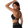 imageOYOANGLE Womens Criss Cross Backless Halter Sports Bra Padded Workout Yoga Bras Athletic Cami Cop TopBlack
