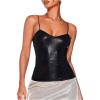 imageOYOANGLE Womens Crocodile Embossed Cami Top V Neck Spaghetti Strap Tank Top Party CamisoleBlack