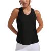 imageOYOANGLE Womens Cut Out Sleeveless Racer Back Round Neck Sports Tank Top Solid Athletic Yoga TopsBlack