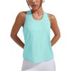 imageOYOANGLE Womens Cut Out Sleeveless Racer Back Round Neck Sports Tank Top Solid Athletic Yoga TopsLight Blue