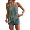 imageOYOANGLE Womens Eyelet Embroidery Cami Tank Tops Spaghetti Strap V Neck Casual Vacation Button Decor CamisolesGreen