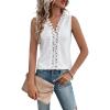 imageOYOANGLE Womens Guipure Lace V Neck Vest Tank Top Sleeveless Workwear Office BlouseWhite