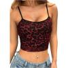 imageOYOANGLE Womens Leopard Print Spaghetti Strap Crop Cami Tops Scoop Neck Sleeveless Tank TopRed