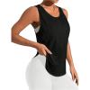 imageOYOANGLE Womens Mesh Workout Tank Top Athletic Running Sleeveless Shirts Yoga Gym TopsBlack