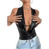 imageOYOANGLE Womens Metallic Draped Front Cowl Neck Halter Top Backless Slim Fit Y2k Club Party Crop Tank TopsBlack
