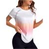 imageOYOANGLE Womens Ombre Raglan Short Sleeve Workout T Shirt Crew Neck Curved Hem Gym Athletic Shirt TopsWhite and Pink