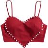 imageOYOANGLE Womens Pearls Trim Asymmetrical Hem Cami Crop Top Sleeveless Backless Spaghetti Strap CamisoleBurgundy