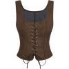 imageOYOANGLE Womens Scoop Neck Renaissance Corset Tops Slim Fit Waistcoat Gothic Medieval Bodice Vest TopBrown