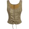 imageOYOANGLE Womens Scoop Neck Renaissance Corset Tops Slim Fit Waistcoat Gothic Medieval Bodice Vest TopKhaki