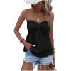 imageOYOANGLE Womens Sleeveless Strapless Twist Front Tube Tops Solid Plain Casual Pleated Flared Tank TopsBlack