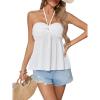 imageOYOANGLE Womens Sleeveless Strapless Twist Front Tube Tops Solid Plain Casual Pleated Flared Tank TopsWhite