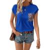 imageOYOANGLE Womens Summer Casual Funny Tee Cute Top Sequin Pocket Front Short Sleeve TShirtRoyal Blue