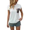 imageOYOANGLE Womens Summer Casual Funny Tee Cute Top Sequin Pocket Front Short Sleeve TShirtWhite