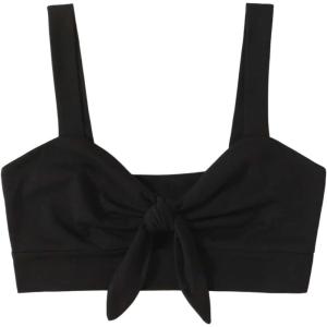 imageOYOANGLE Womens Knot Tie Front Cami Tops V Neck Sleeveless Backless Casual Cropped Tank TopBlack
